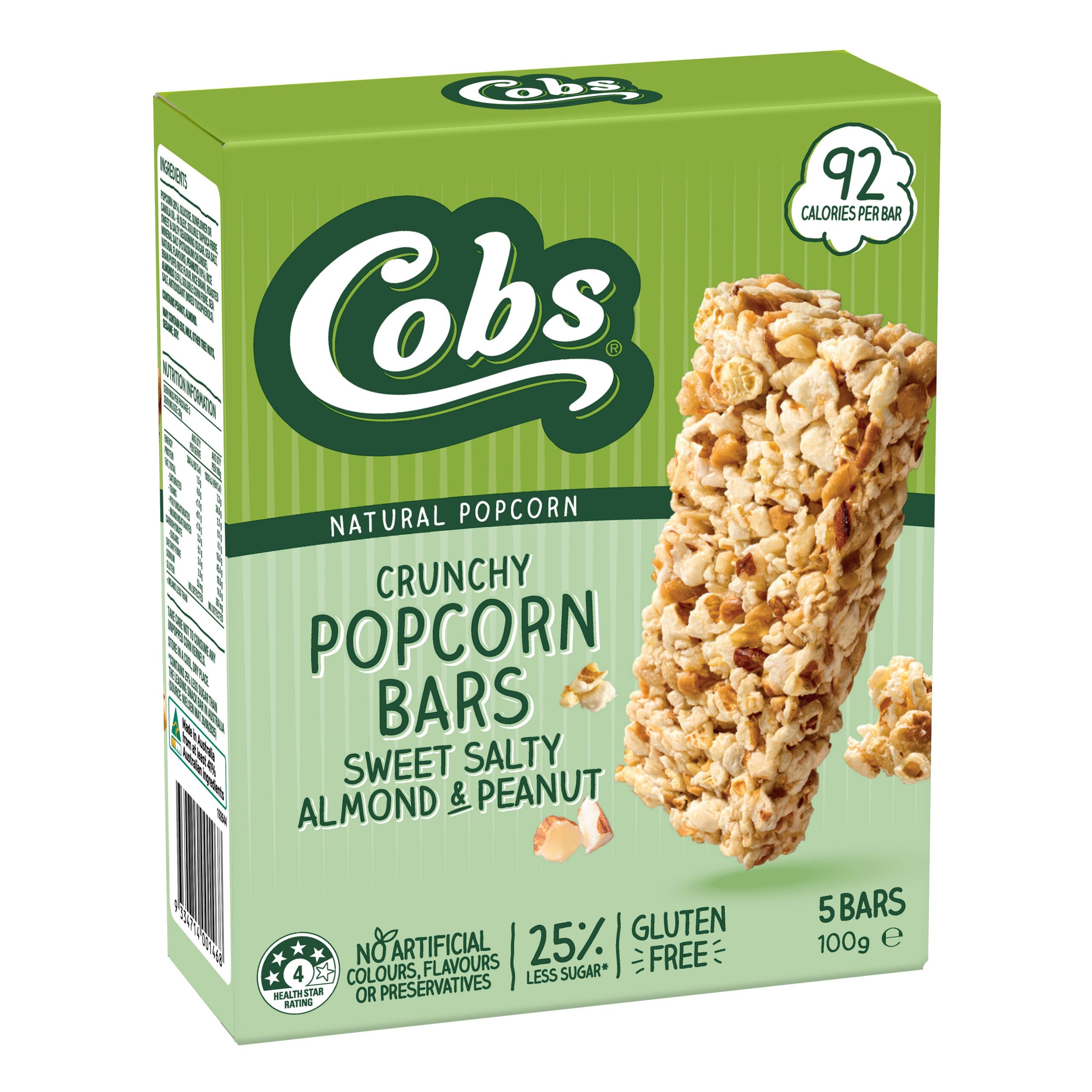 Cobs Crunchy Popcorn Bars Sweet & Salty Almond & Peanut new packaging