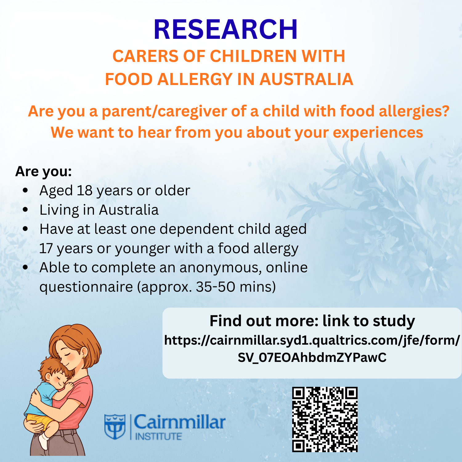 Research Opportunity: the Psychological Impact of Caring for Children with Food Allergies